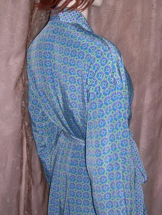 Vintage Reversible Blue Belted Robe M - Picture 10 of 17